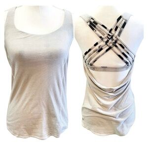 Lululemon wild tank top white/ghost weave white black size 2